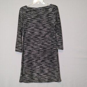 DAISY FUENTES Black Soft Tweed Short Straight Pencil 3/4 Sleeve Dress; Size S